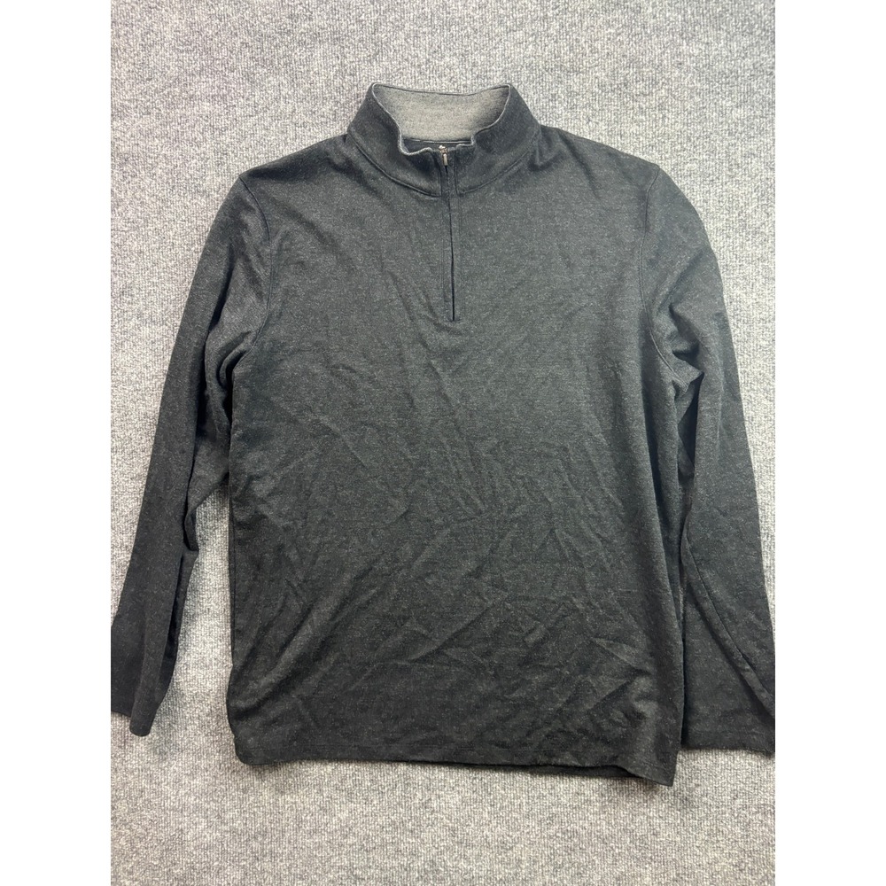 Mizzen+Main Quarter Zip Pullover Mens XL Gray Trim Fit Stretch Golf Sweater